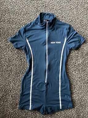 Short Sleeve Zip-Up Romper